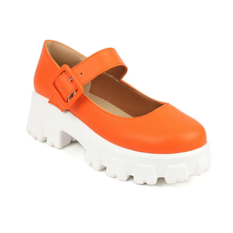 Abby | Women's Retro Orthopedic Mary Janes - Color:Orange;Size:35