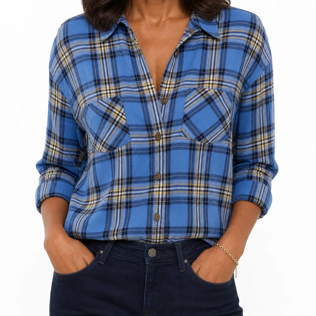 Women's Blue Darcy | Women's Western Flannel Blouse (Copy)