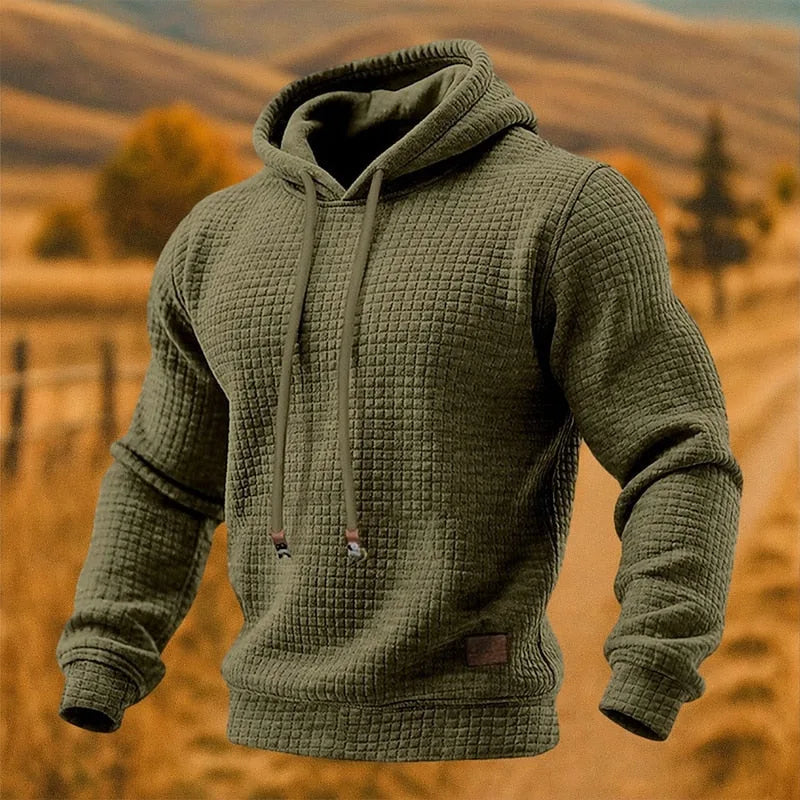 Bennett | Men's Textured Hoodie - Color:Army Green;Size:XS