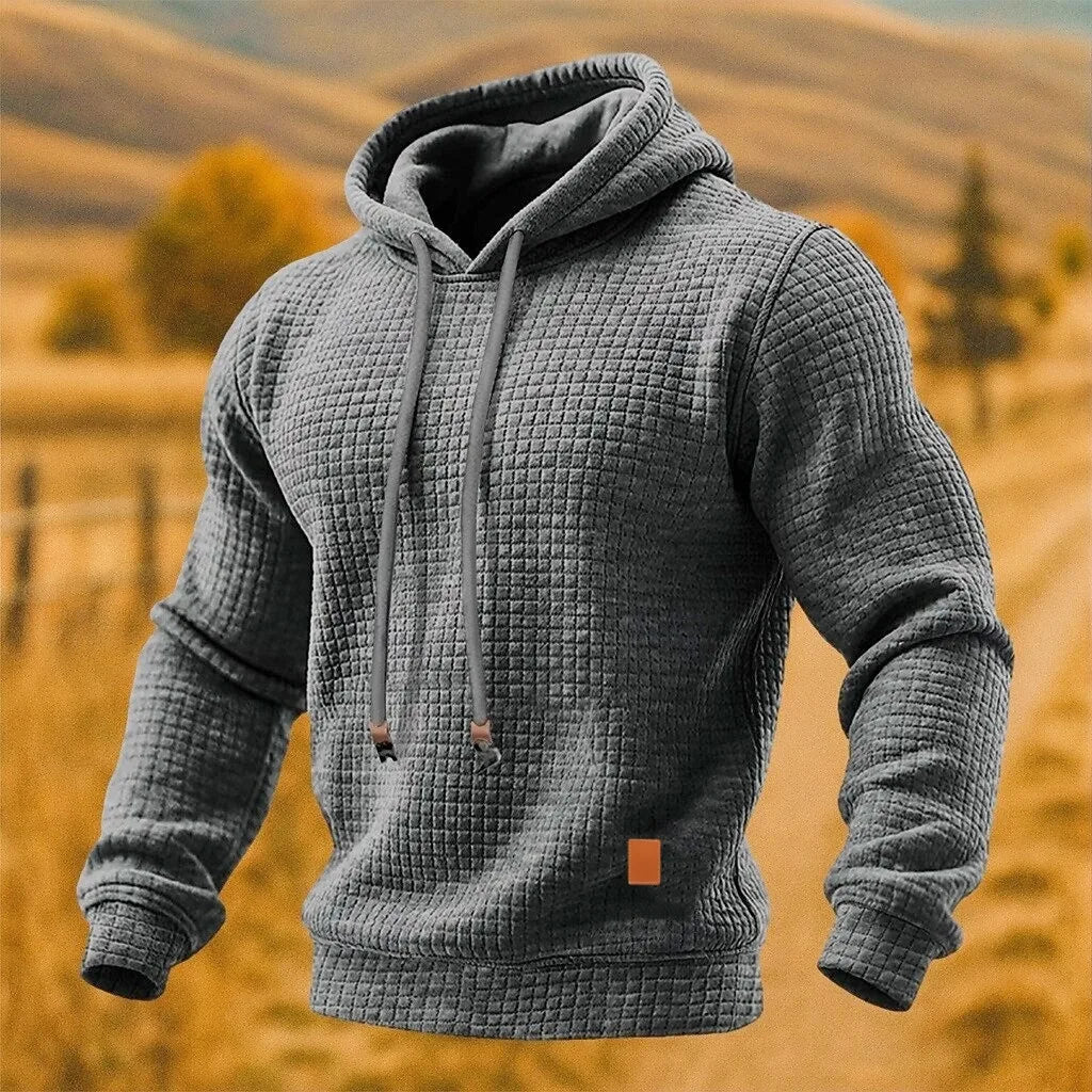 Bennett | Men's Textured Hoodie - Color:Light Grey;Size:XS