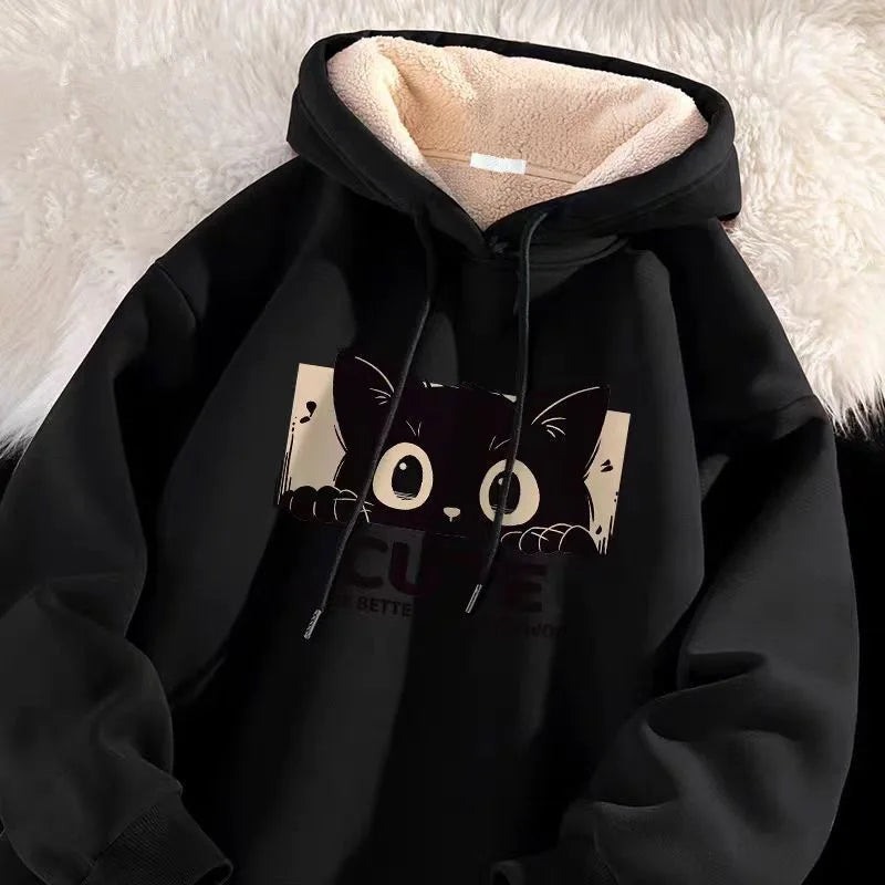 Brielle | Women's Cozy Cute Hoodie - Color:Black;Size:S