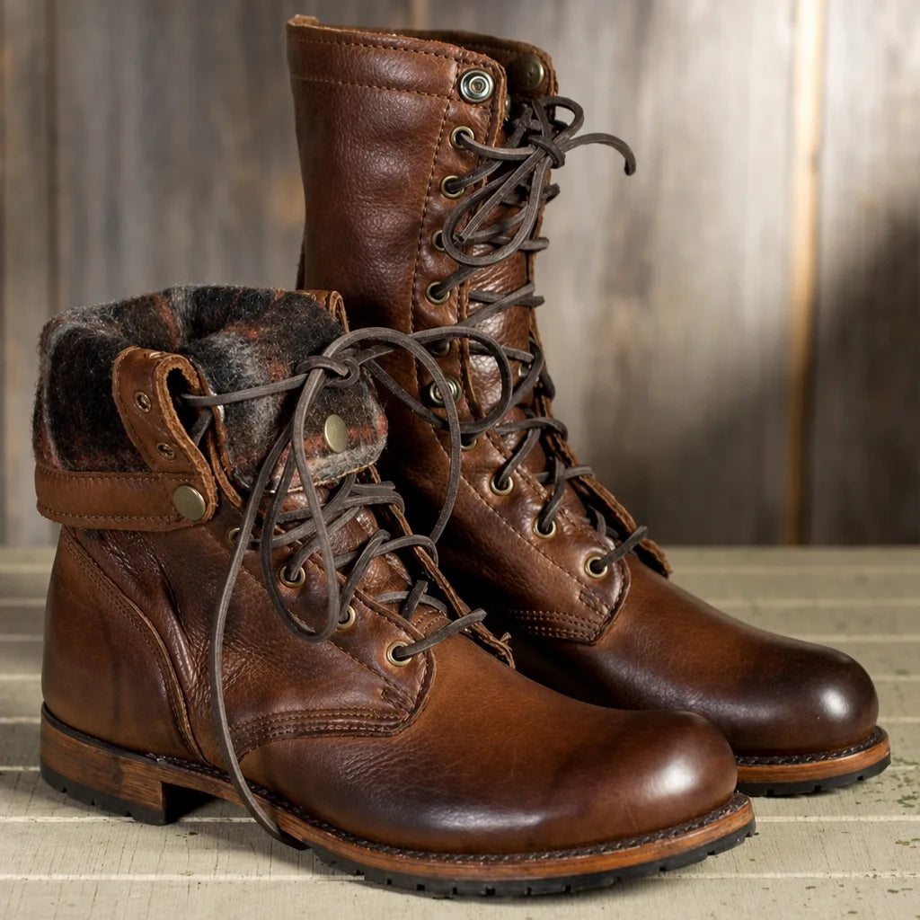 Bronco | Men's Waterproof Lace-Up Boots - Color:Dark Brown;Size:35