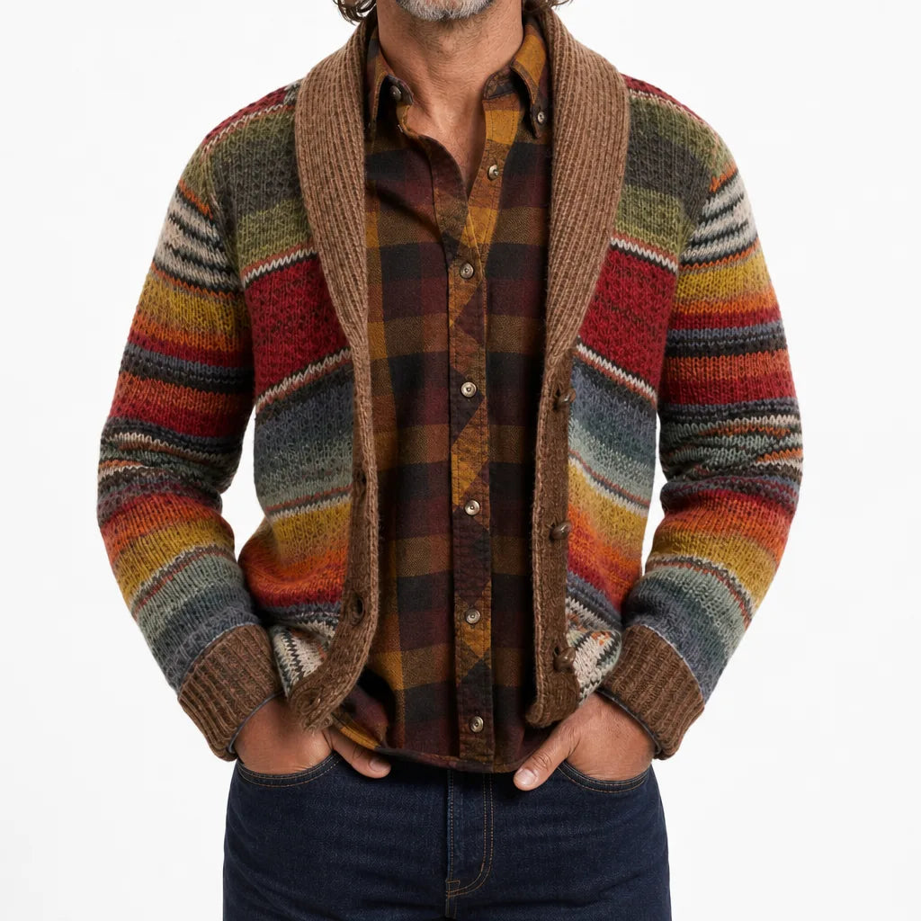 Men's Brown Hawkins Striped Knit Cardigan (Copy)