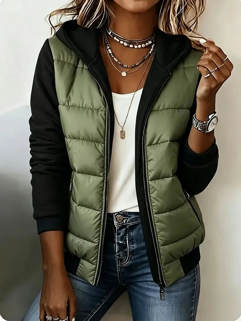 Camilla | Women's Hooded Padded Coat - Color:Grass Green;Size:XS