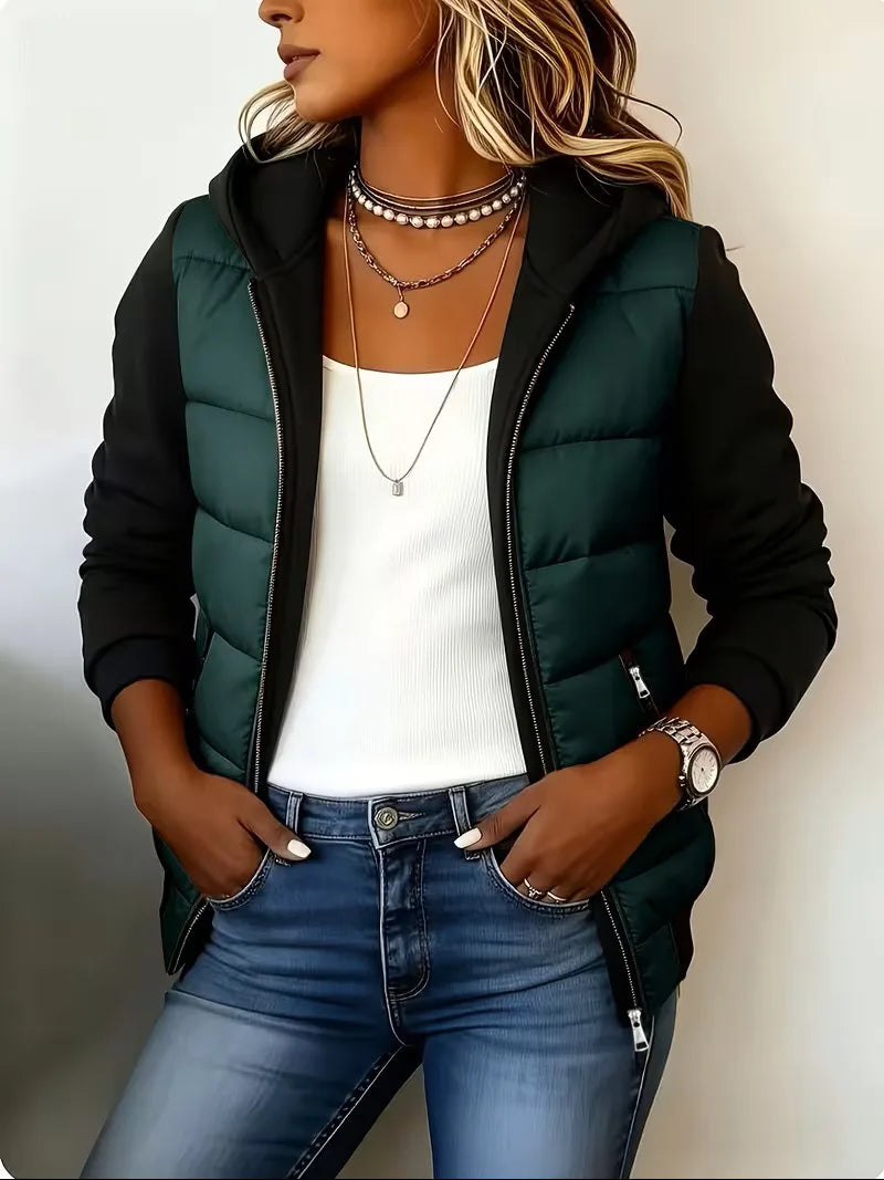 Camilla | Women's Hooded Padded Coat - Color:Green;Size:XS