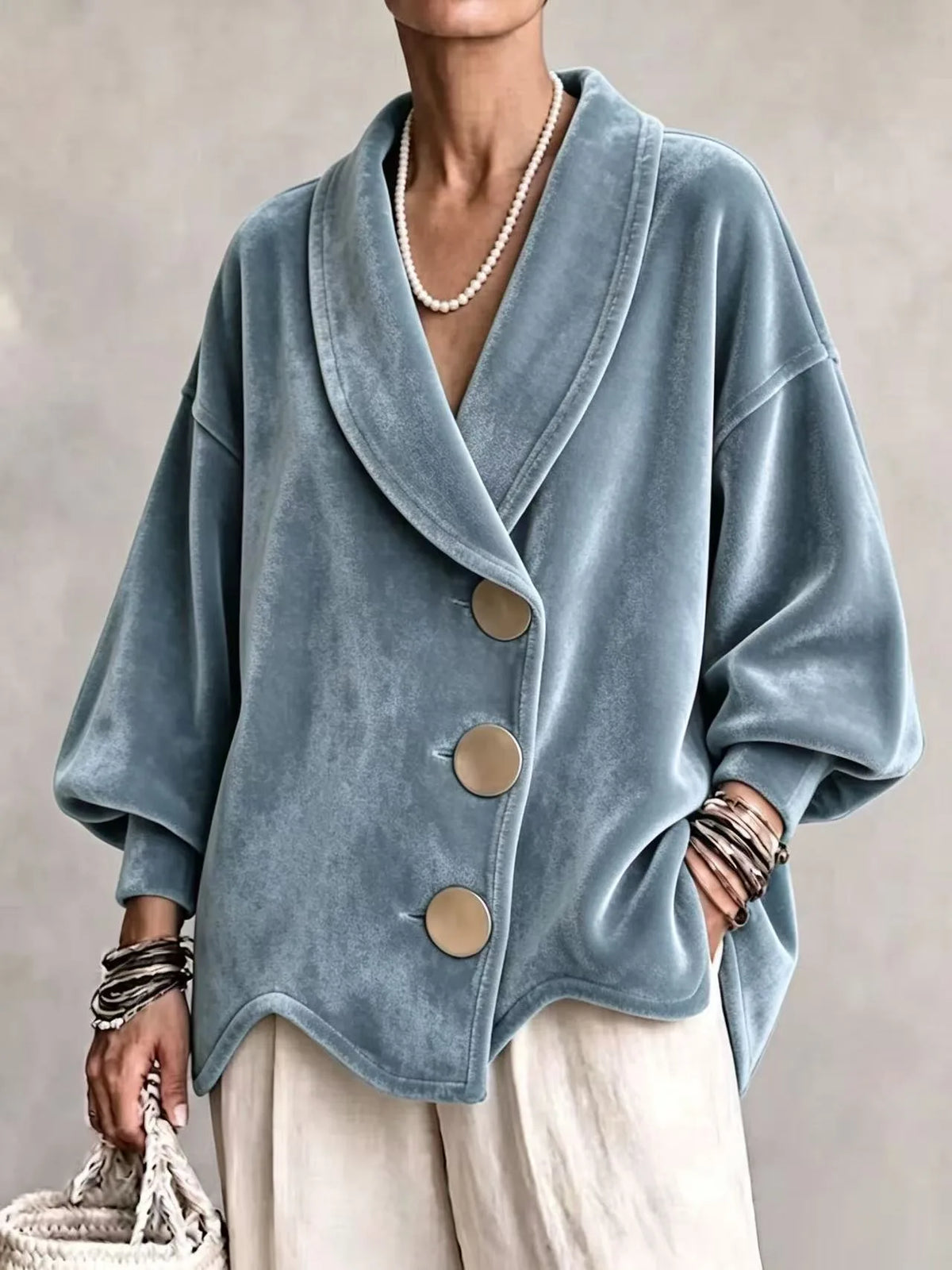 Celeste | Women's Shawl-Collar Velvet Christmas Cardigan - Size:XS;Color:Blue