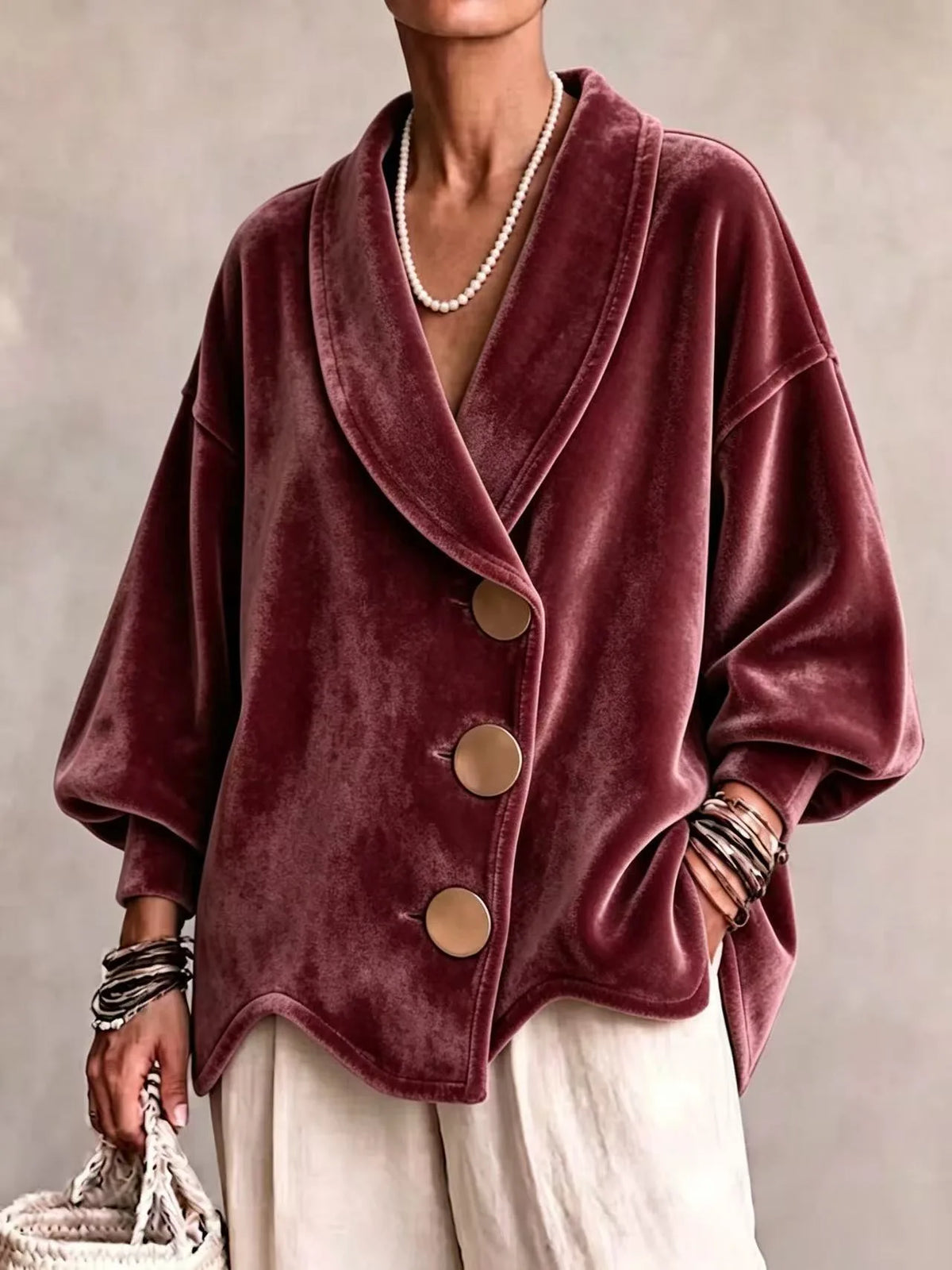 Celeste | Women's Shawl-Collar Velvet Christmas Cardigan - Size:XS;Color:Deep Red