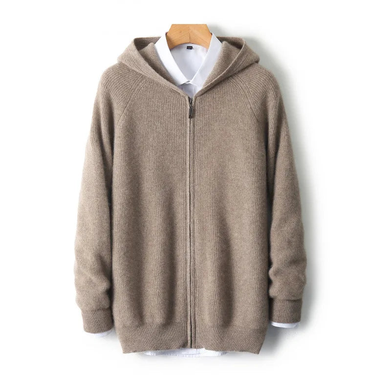 Men's Dominic | Men's Genuine Cashmere Hooded Cardigan