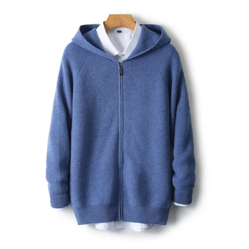 Men's Dominic | Men's Genuine Cashmere Hooded Cardigan