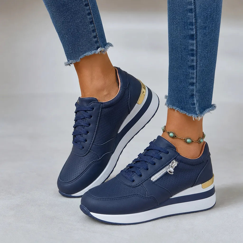 Emma | Women's Wedge Sneakers - Color:Blue;Size:36