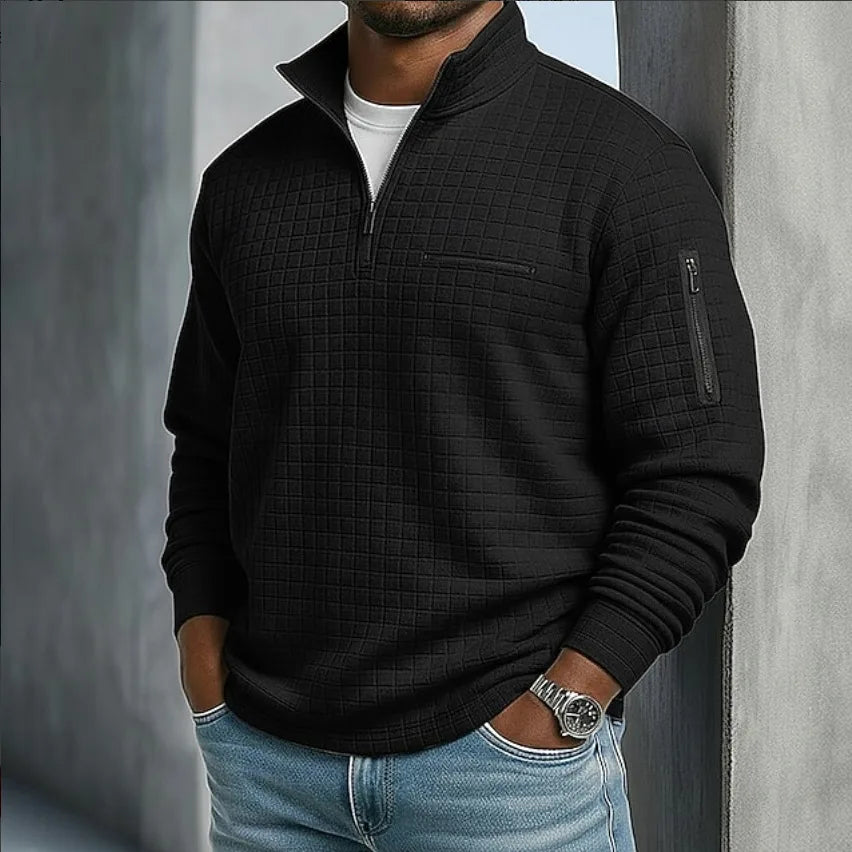 Graham | | Men's Quilted Quarter-Zip Sweater - Color:Black;Size:XS