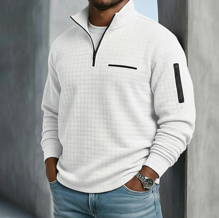 Graham | | Men's Quilted Quarter-Zip Sweater - Color:White;Size:XS
