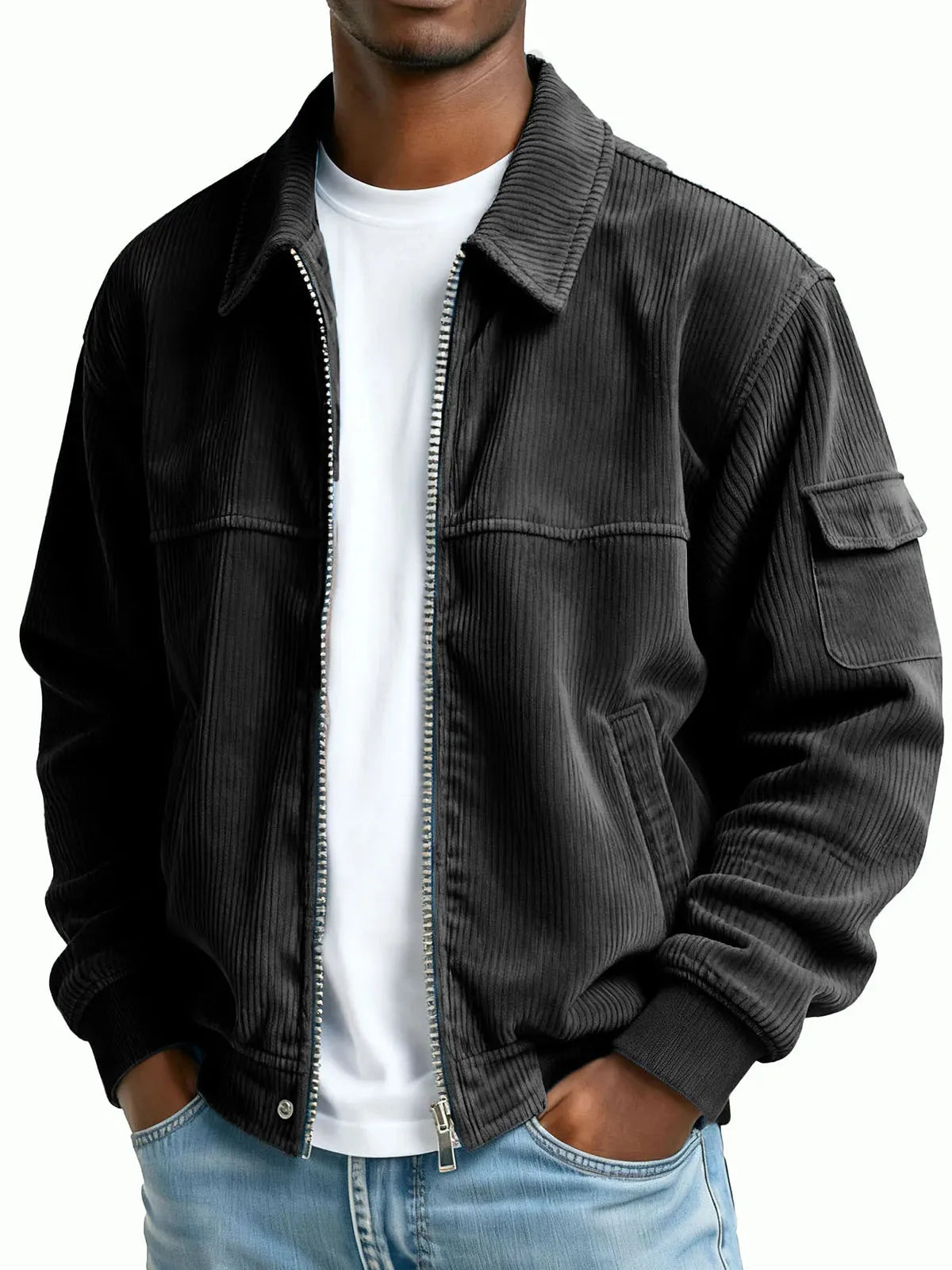 Grayson | Men's Corduroy Textured Jacket - Color:Black;Size:XS
