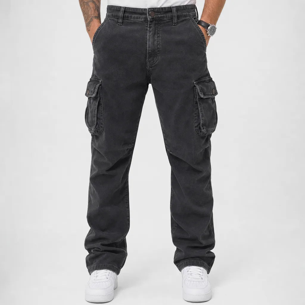 Harrison | Mens Baggy Work Cargo Pants - Color:Black;Size:XS