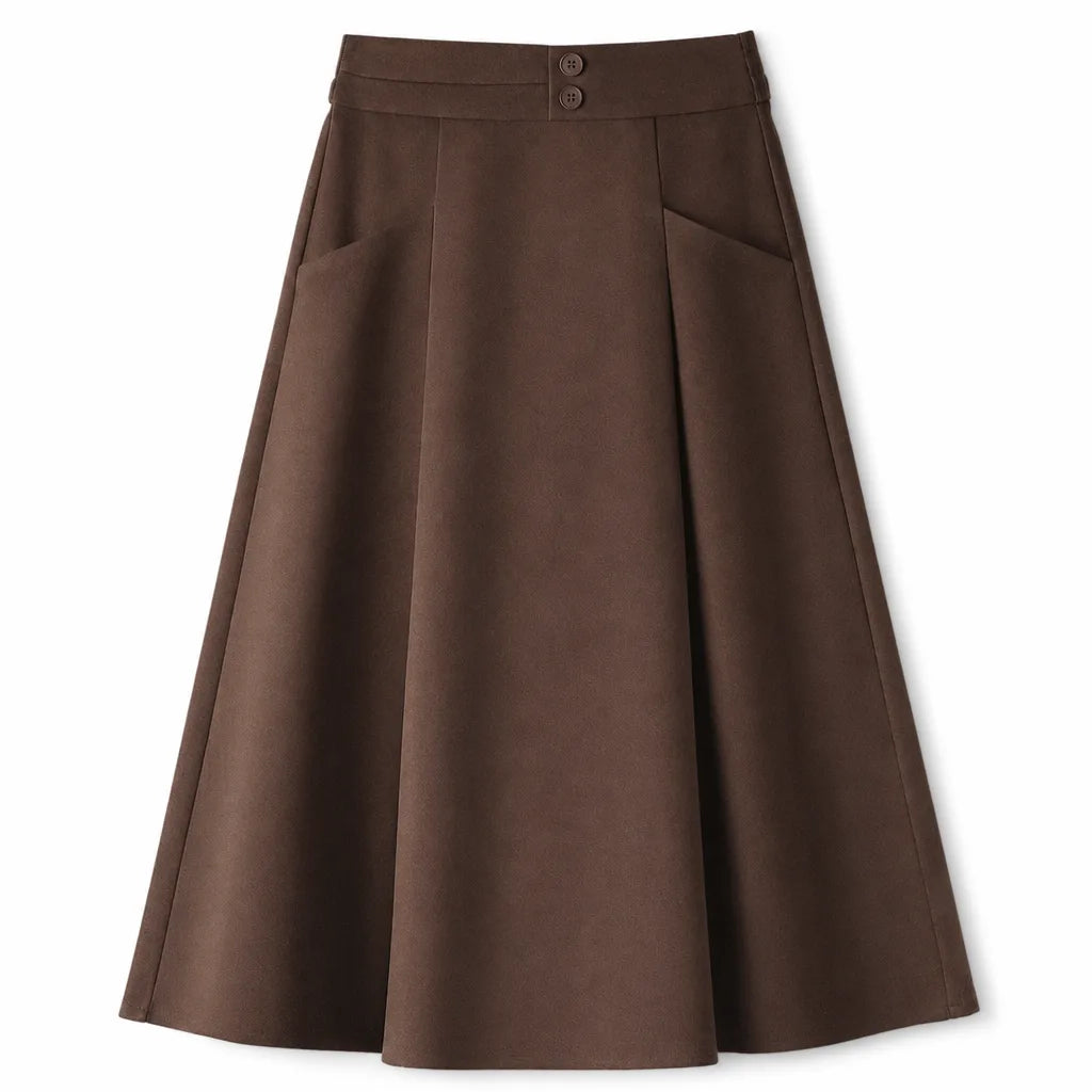 Women's Brown Alston High-Waist Midi Skirt