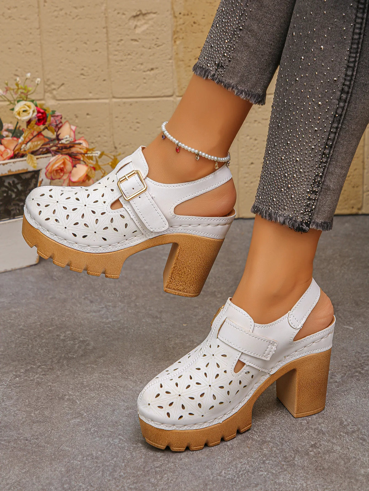 Kimmy | Women's Orthopedic Platform Heels - White