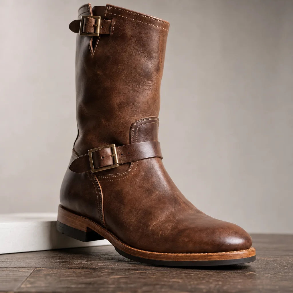 Rocco | Men's Vintage Leather Boots - Size:38;Color:Cognac Brown