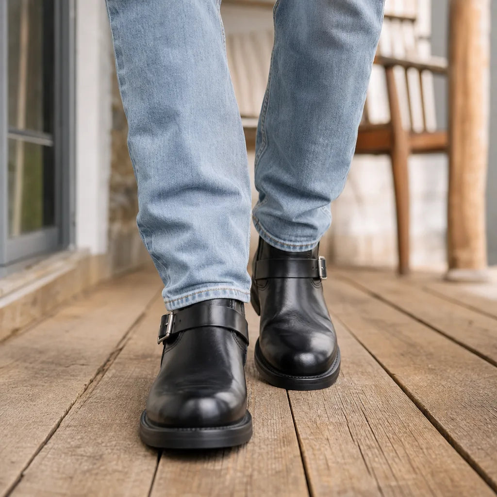 Men's Obsidian Black Parkston | Men's Vintage Leather Boots (Copy)
