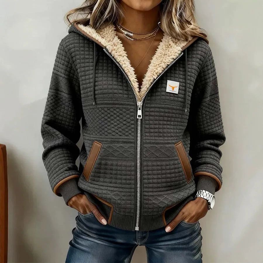 Serena | Women's Quilted Teddy Jacket - Color:Gray;Size:XS
