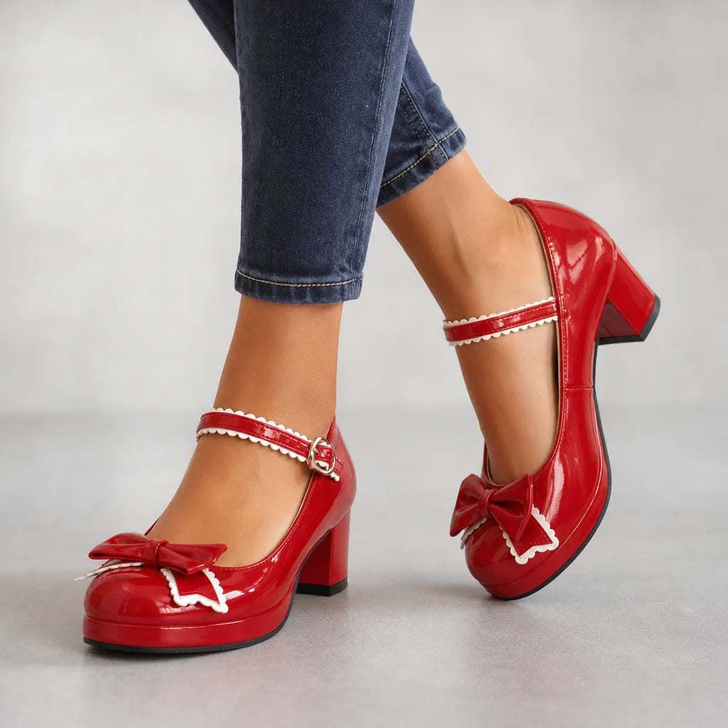 Sylvia | Women's Mary Jane Heels - Color:Red;Size:35