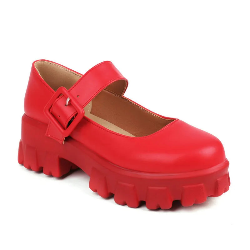 Abby | Women's Retro Orthopedic Mary Janes - Color:Red;Size:35
