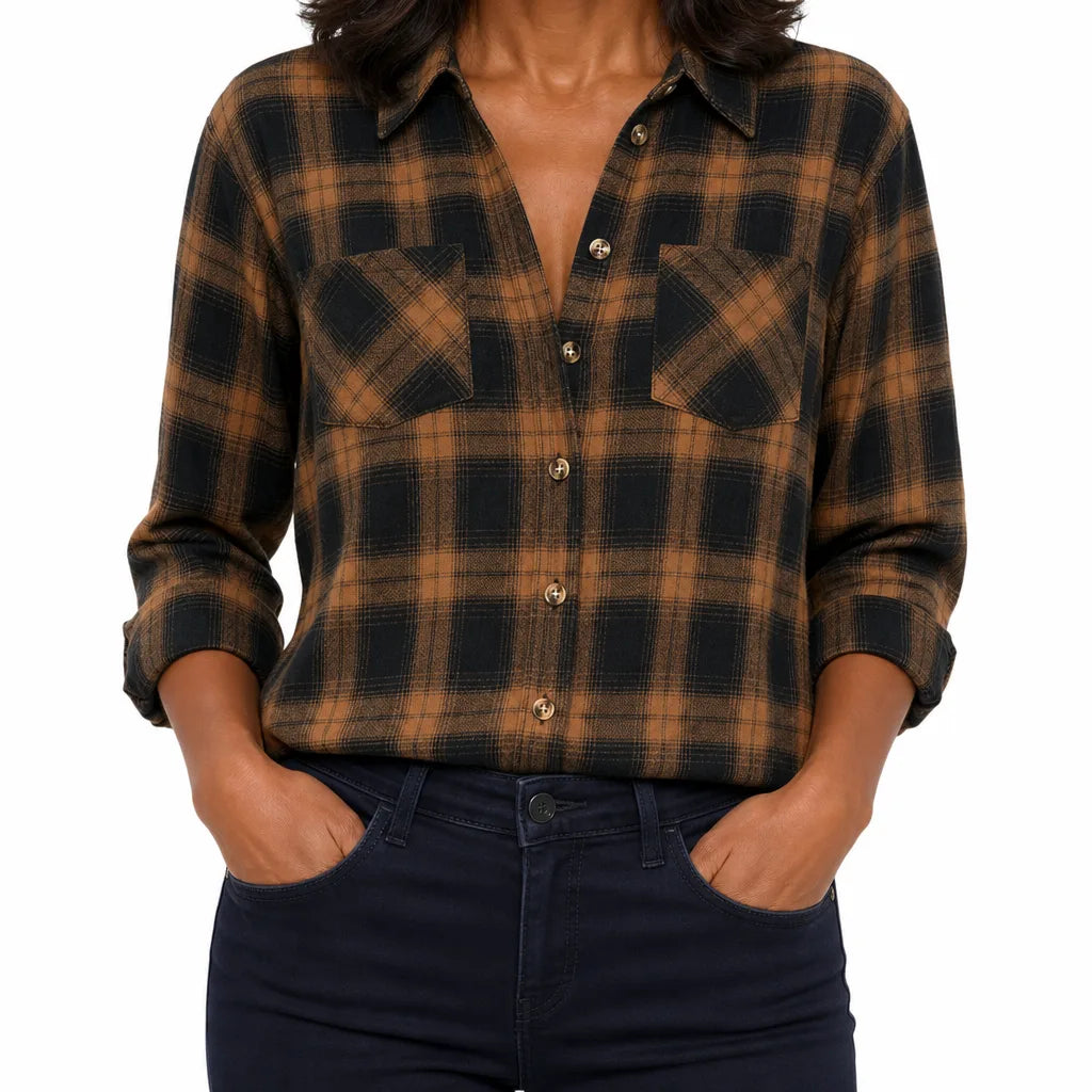 Women's Dark Brown Darcy | Women's Western Flannel Blouse  (Copy)