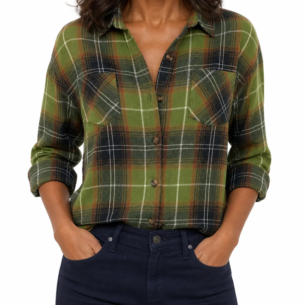 Women's Grass Green Darcy | Women's Western Flannel Blouse  (Copy)