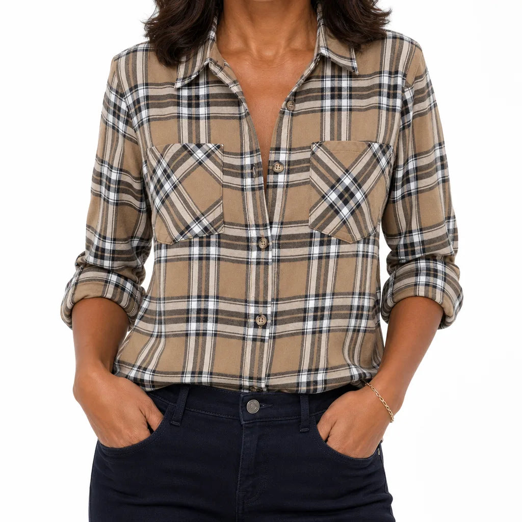 Women's Khaki Darcy | Women's Western Flannel Blouse  (Copy)