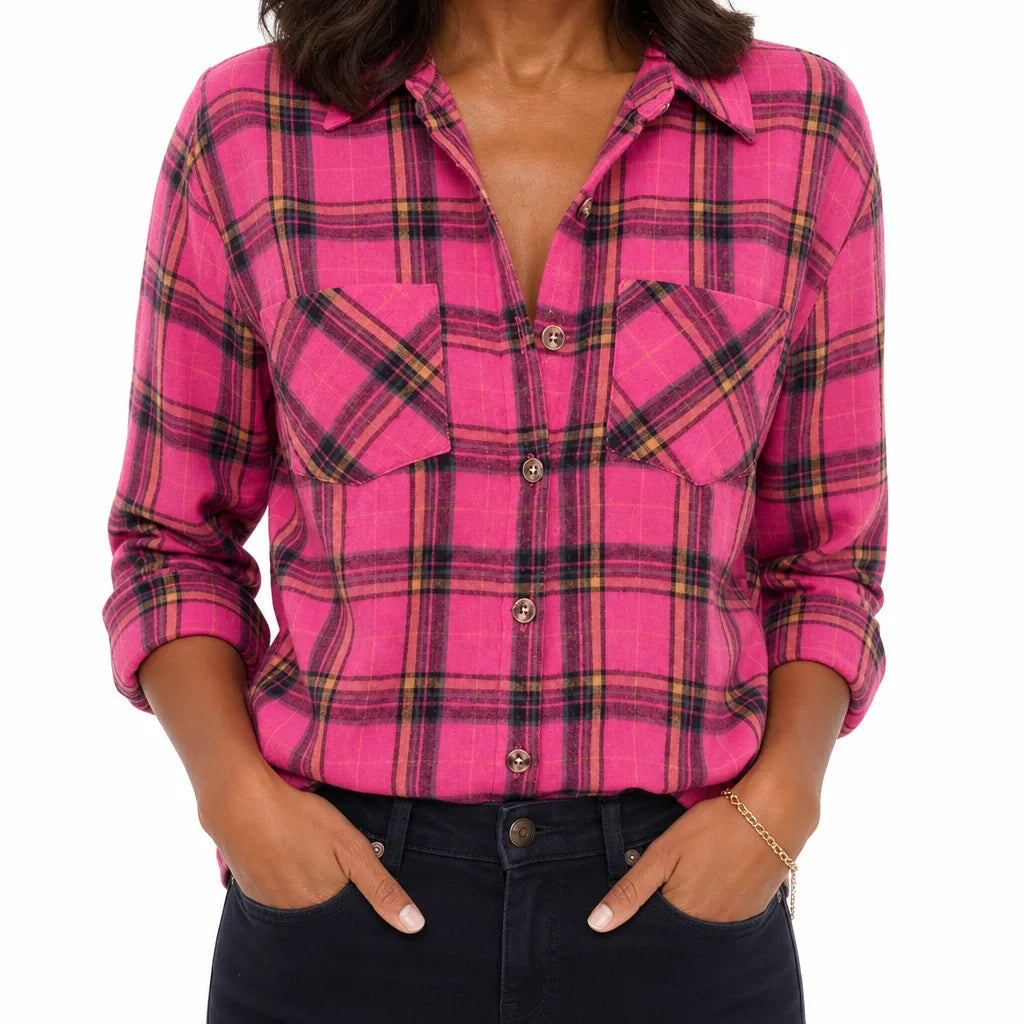 Women's Rose Red Darcy | Women's Western Flannel Blouse  (Copy)