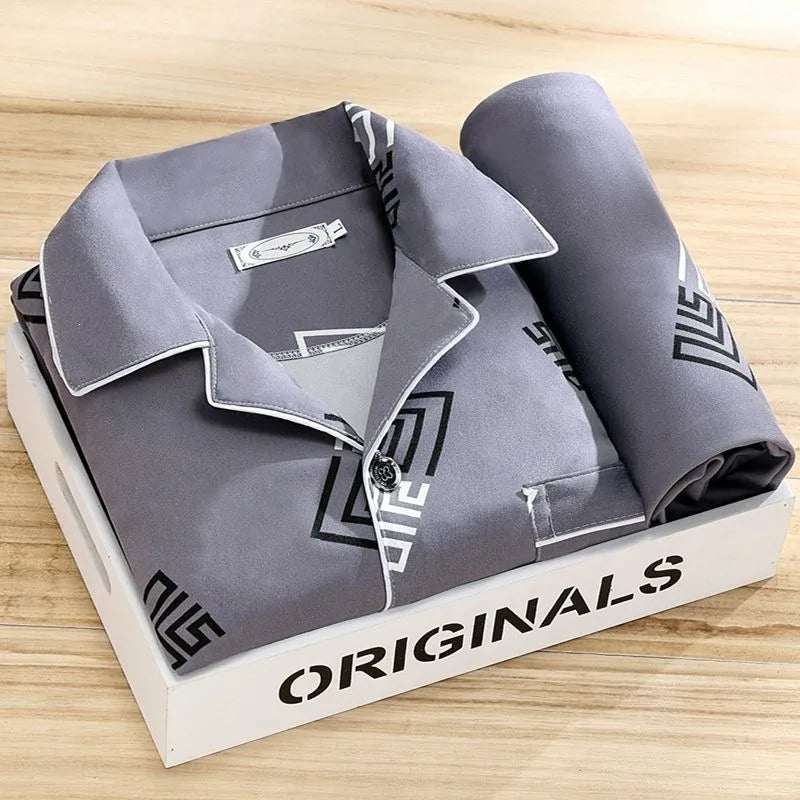 Camden | Men's Long-Sleeve Pajama Set - Color:Storm Gray;Size:L