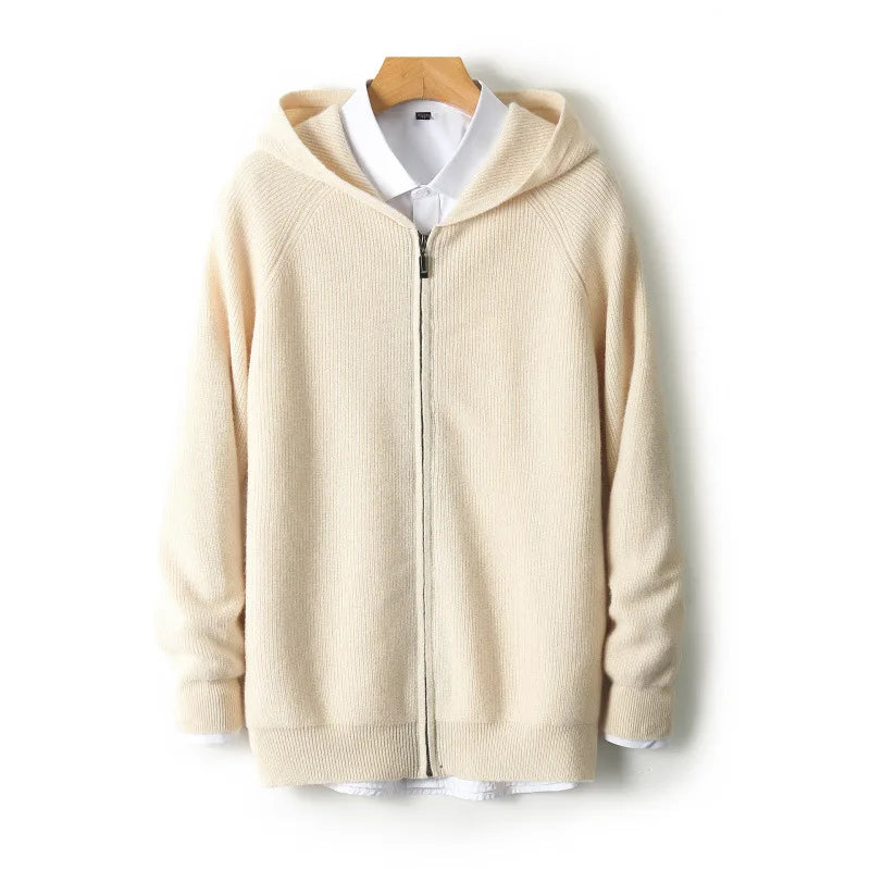 Men's Dominic | Men's Genuine Cashmere Hooded Cardigan