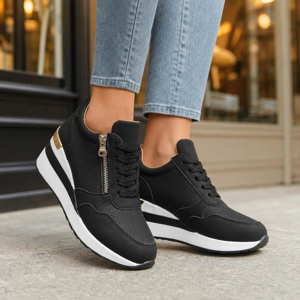 Women's Black Elara Wedge Sneakers (Copy)