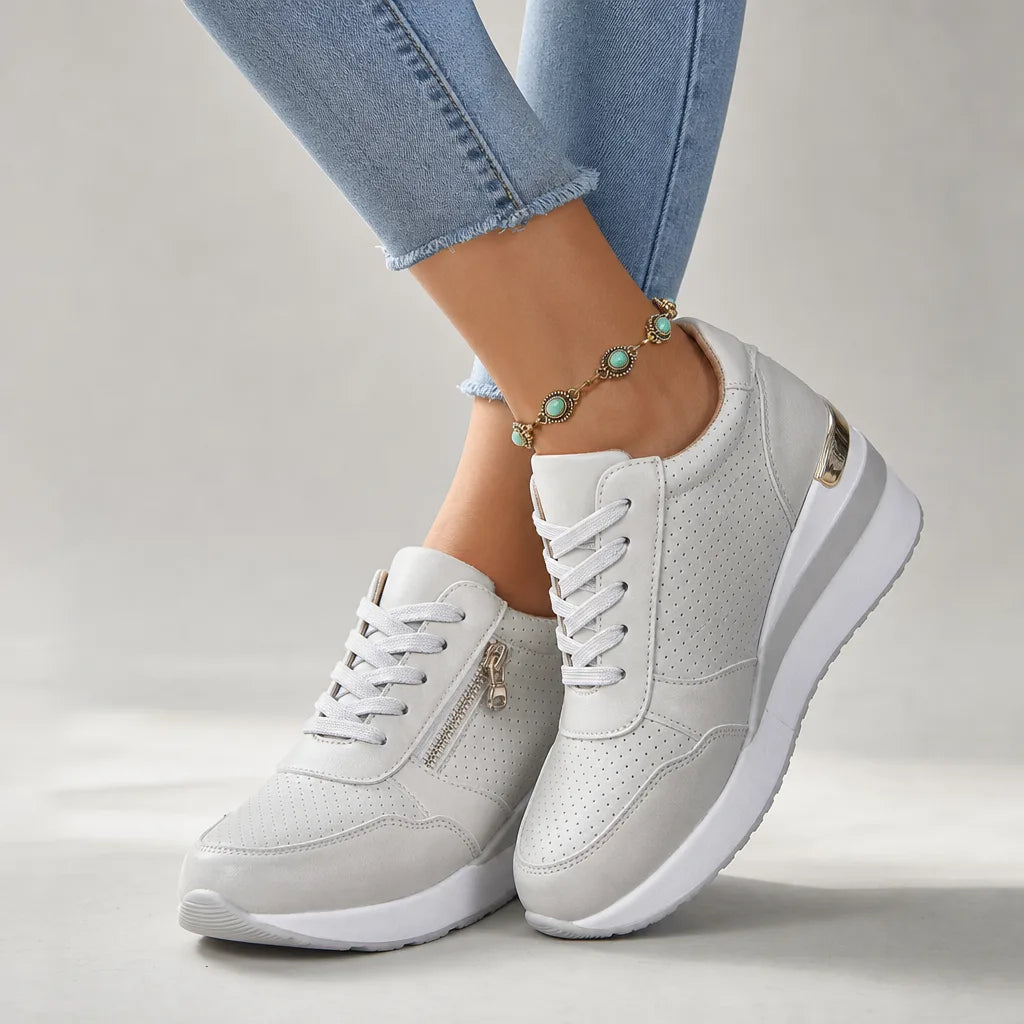 Emma | Women's Wedge Sneakers - Color:Gray;Size:36