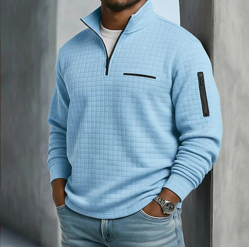 Graham | | Men's Quilted Quarter-Zip Sweater - Color:Blue;Size:XS