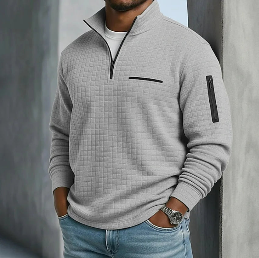 Graham | | Men's Quilted Quarter-Zip Sweater - Color:Gray;Size:XS