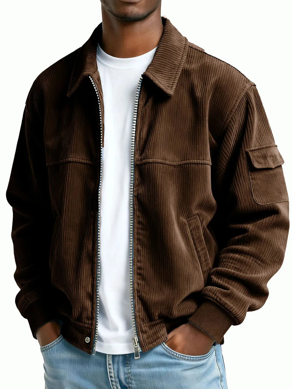Grayson | Men's Corduroy Textured Jacket - Color:Brown;Size:XS