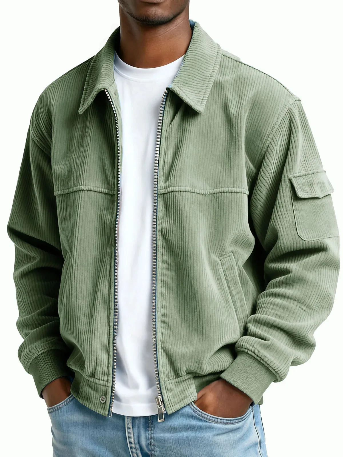Grayson | Men's Corduroy Textured Jacket - Color:Light Green;Size:XS