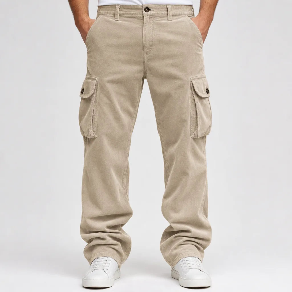 Harrison | Mens Baggy Work Cargo Pants - Color:Beige;Size:XS