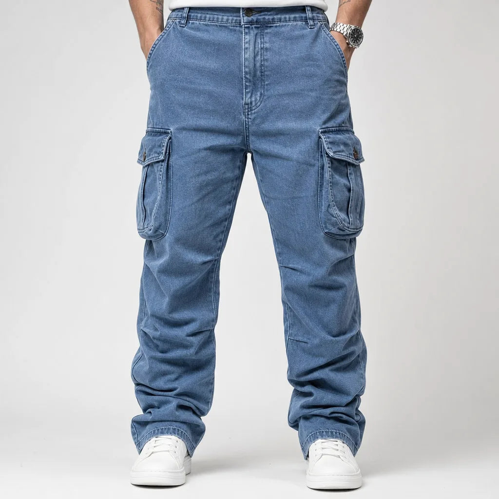Harrison | Mens Baggy Work Cargo Pants - Color:Blue;Size:XS