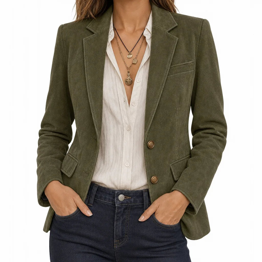 Women's Army Green Sylvia | Women's Suede Classic Blazer  (Copy)