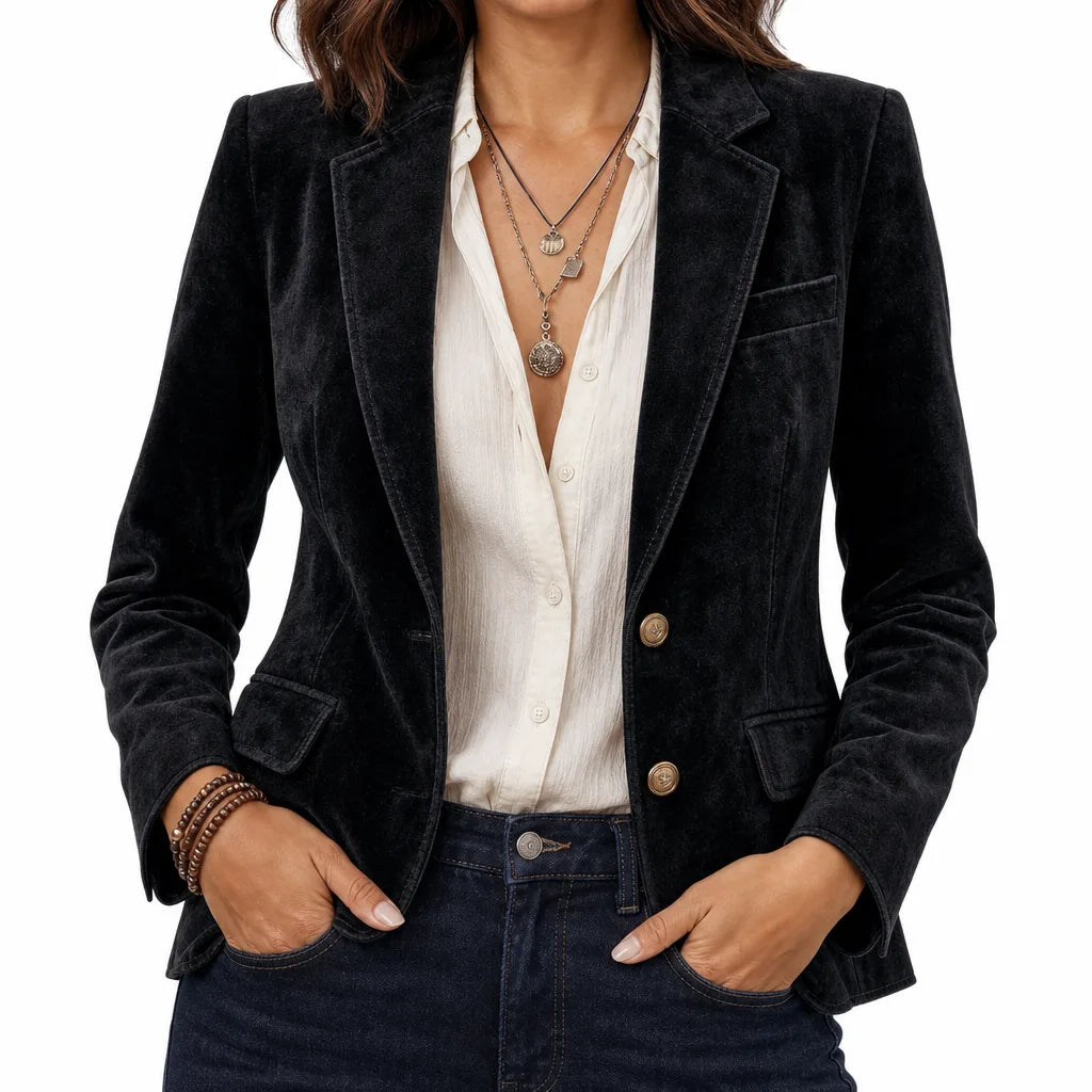 Women's Black Sylvia | Women's Suede Classic Blazer  (Copy)