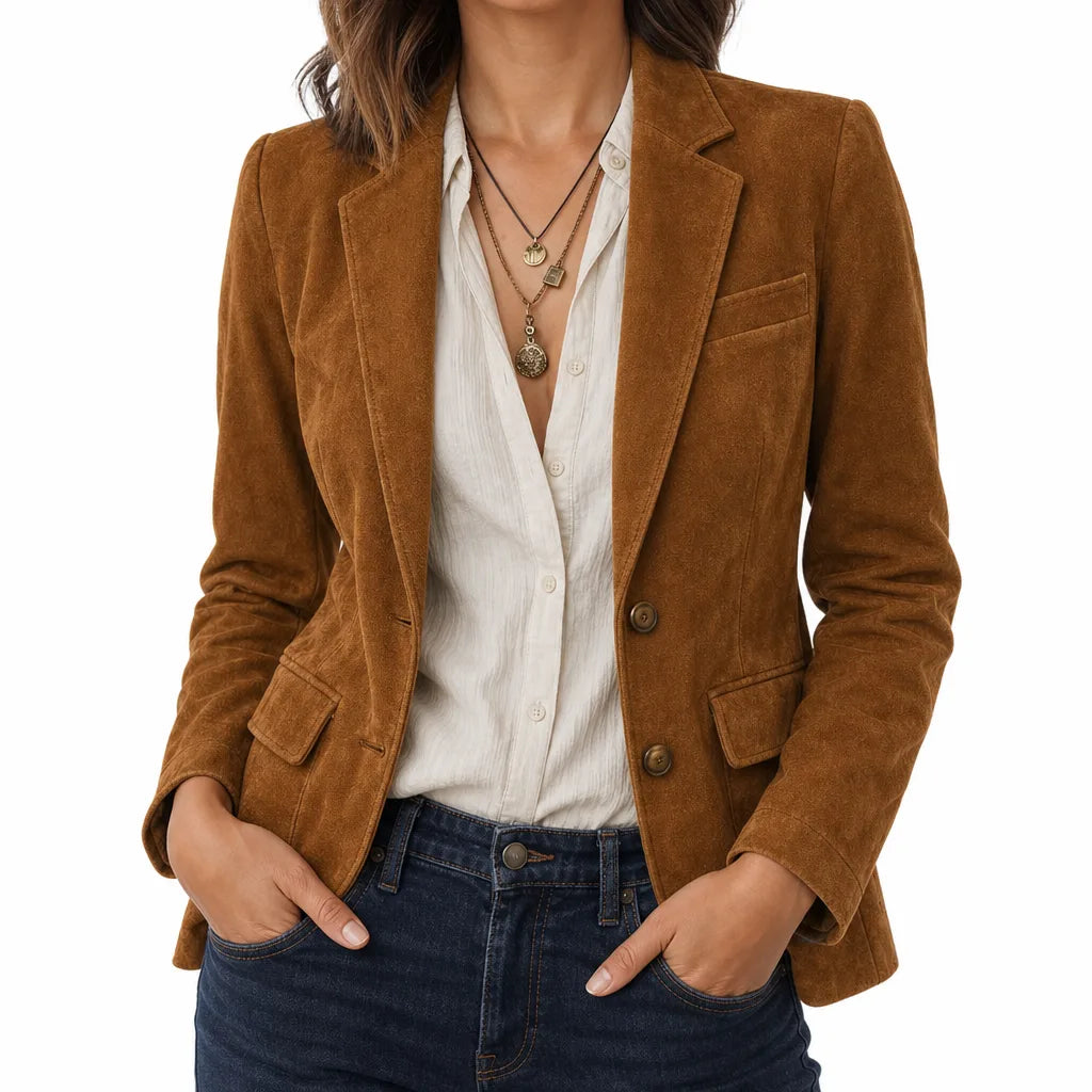 Women's Caramel Sylvia | Women's Suede Classic Blazer  (Copy)