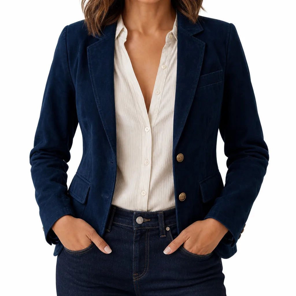Women's Navy Blue Sylvia | Women's Suede Classic Blazer  (Copy)