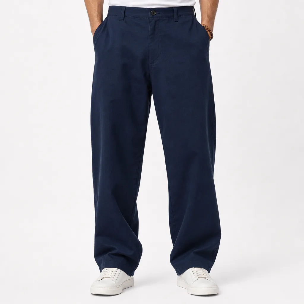 Johnson | Men's Baggy Fit Wide Leg Jeans  - Color:Blue;Size:S