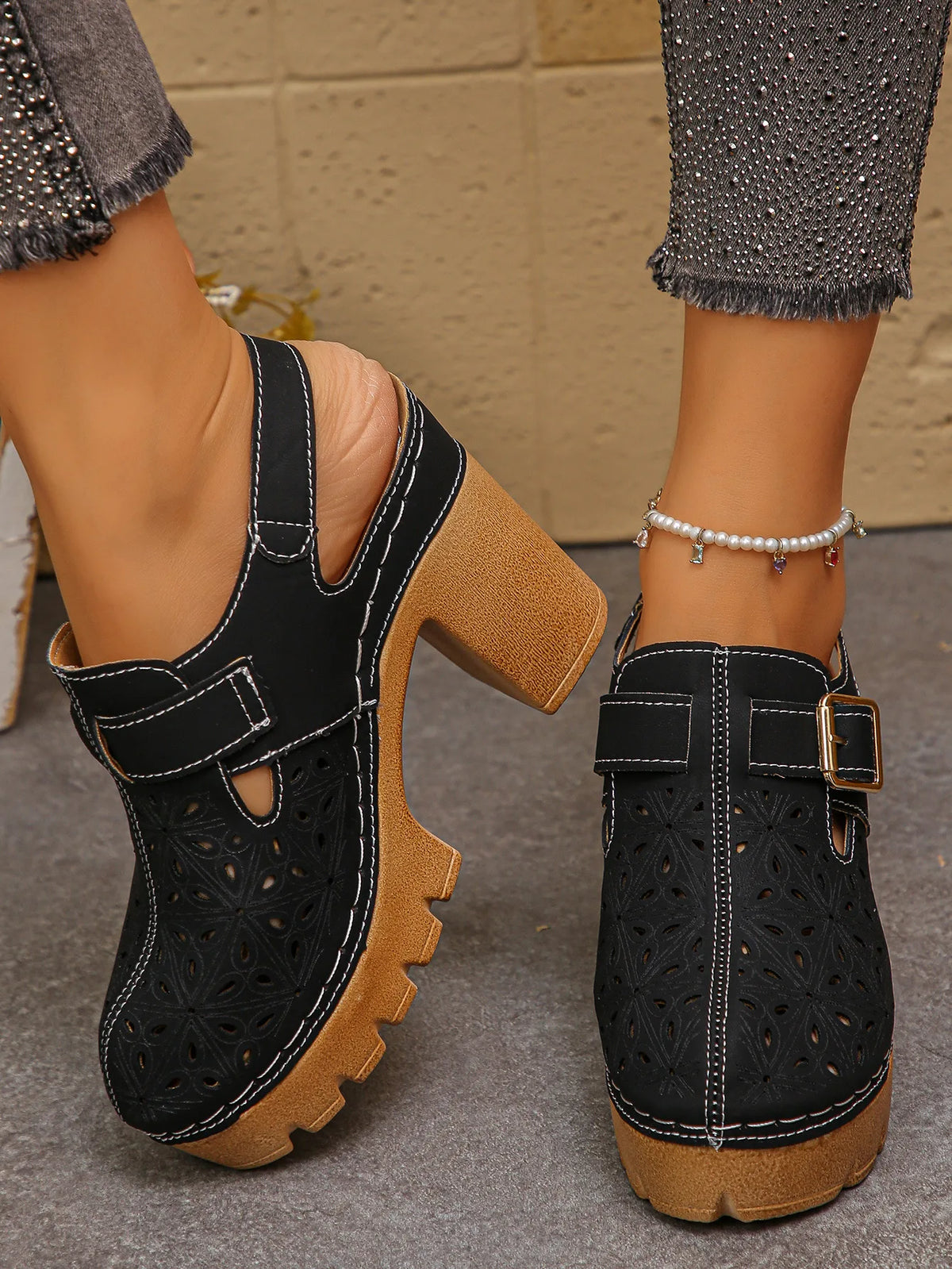 Kimmy | Women's Orthopedic Platform Heels - Color:Black;Size:35