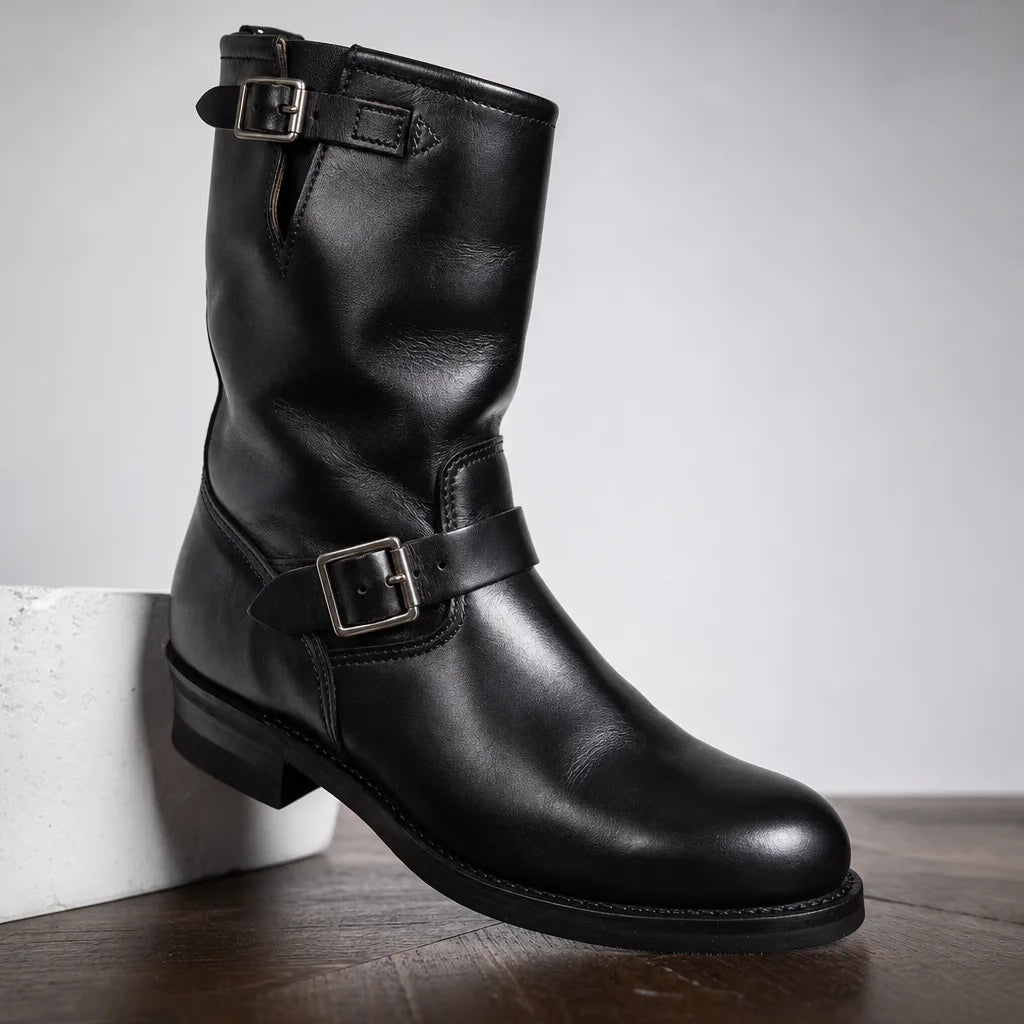 Rocco | Men's Vintage Leather Boots  - Size:38;Color:Obsidian Black