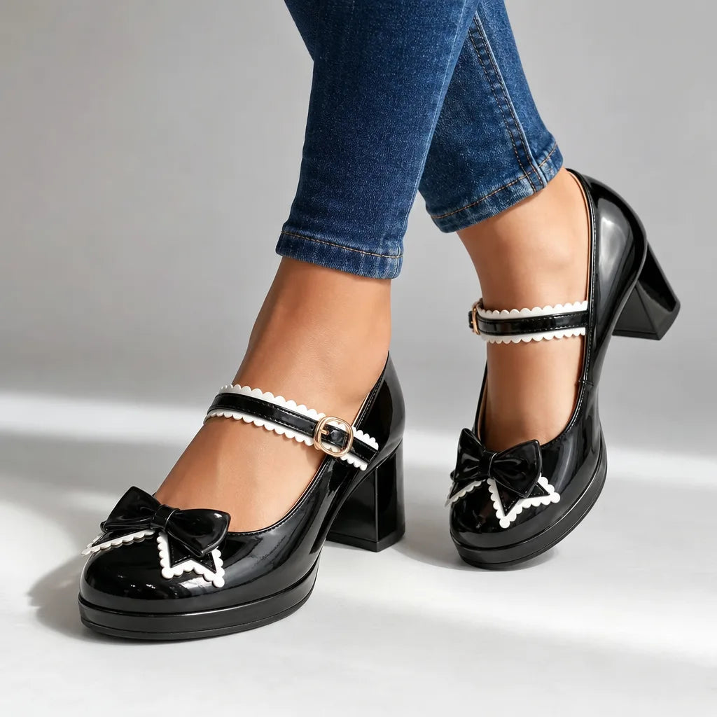 Sylvia | Women's Mary Jane Heels - Color:Black;Size:35