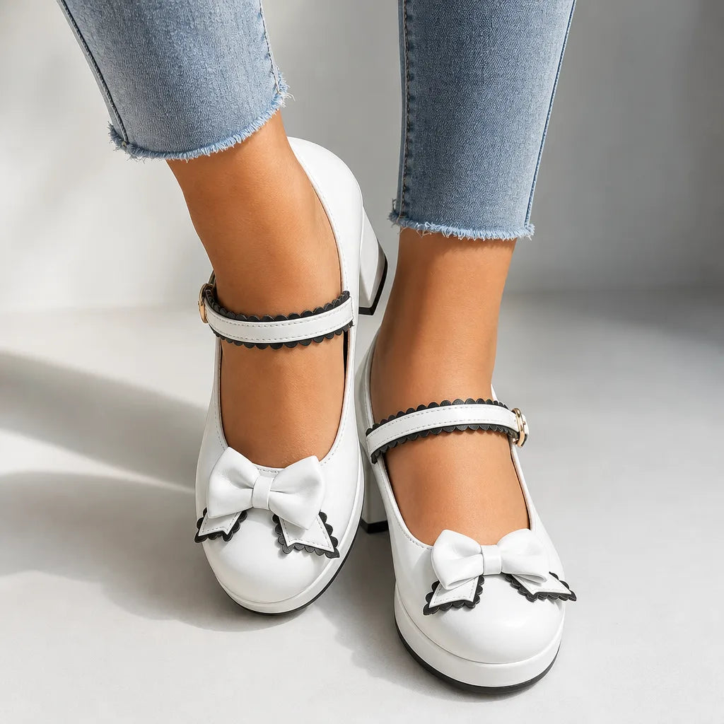 Sylvia | Women's Mary Jane Heels - Color:White;Size:35